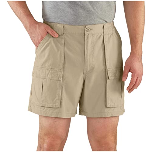 Guide Gear Cargo Shorts for Men Wakota - Casual and Cotton 6 Inch Inseam Shorts Khaki