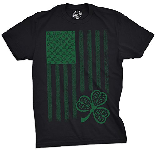 Mens Celtic USA Flag T Shirt Clover Graphic Cool Saint Patricks Day Tee for Guys Mens Funny T Shirts Saint Patrick's Day T Shirt for Men Novelty Tees for Black - XL