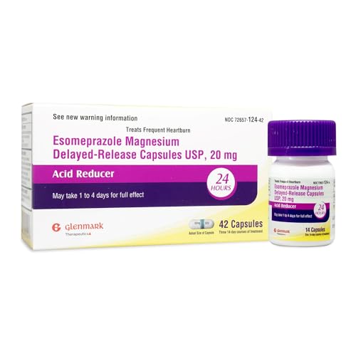 Glenmark Therapeutics Esomeprazole Magnesium USP 20mg, Delayed Release Capsules, Treats Frequent Heartburn, 42 Capsules