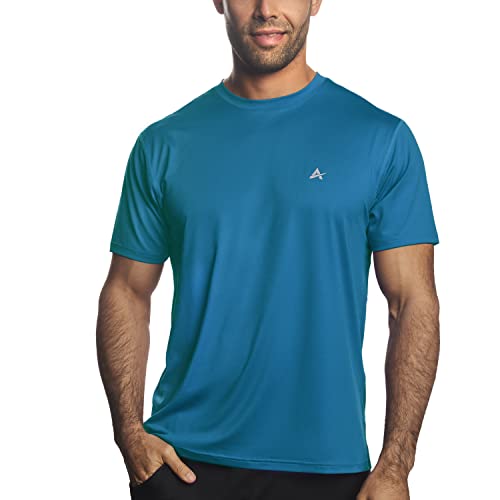Arctic Cool Men’s Crew Neck Instant Cooling Moisture Wicking Performance UPF 50+ Short Sleeve Shirt | Lightweight Breathable Tshirt for Running, Workout, Exercise, Fishing, Glacier Blue, L