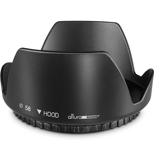Altura Photo 58MM Tulip Flower Lens Hood for Canon EOS 77D 80D 90D Rebel T8i T7 T7i T6i T6s T6 SL2 SL3 DSLR Cameras with Canon EF-S 18-55mm f/3.5-5.6 is Lens and Select Nikon Lenses