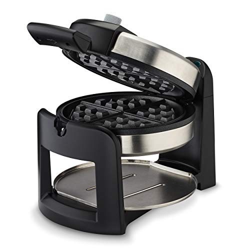 Cuisinart WAF-F30 Round Flip Belgian Waffle Maker, Black/Silver, 1 inch thick