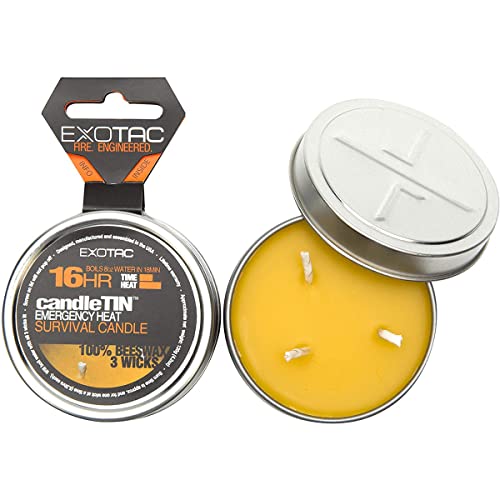 Exotac candleTIN Emergency Beeswax Hot Burn Candle, Large