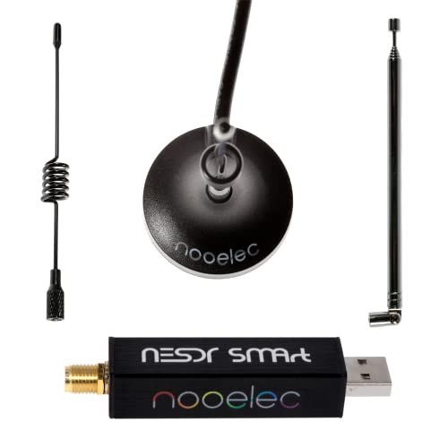 Nooelec RTL-SDR v5 Bundle - NESDR SMArt HF/VHF/UHF (100kHz-1.75GHz) Software Defined Radio. Premium RTLSDR w/ 0.5PPM TCXO, SMA Input, Aluminum Enclosure & 3 Antennas. RTL2832U & R820T2-Based Radio