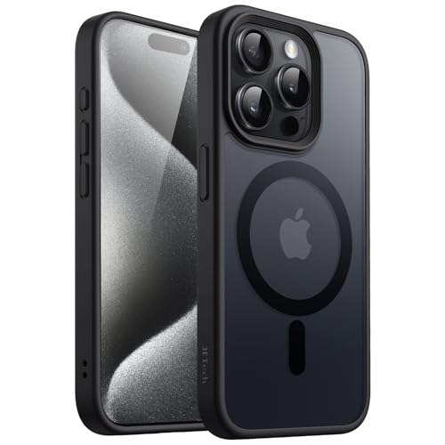 JETech Magnetic Case for iPhone 15 Pro 6.1-Inch Compatible with MagSafe, Translucent Matte Back Slim Shockproof Phone Cover (Black)
