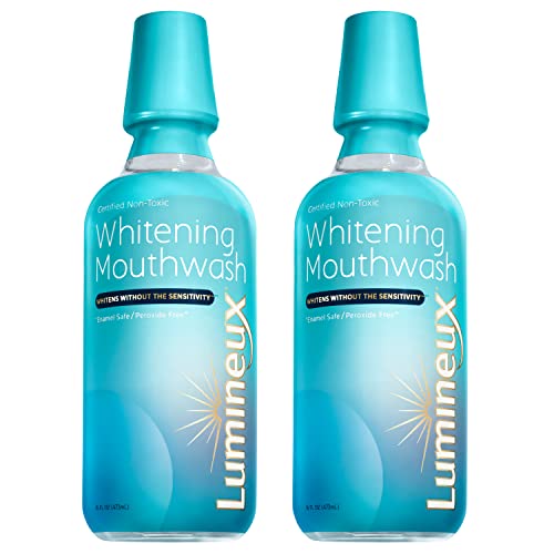 Lumineux Teeth Whitening Mouthwash, 16 Oz. 2 Pack - Peroxide Free - Enamel Safe - Whitening Without The Sensitivity - Certified Non-Toxic - NO Alcohol, Fluoride & SLS Free