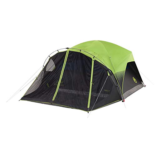 Coleman Carlsbad Dark Room Camping Tent with Screened Porch, 4/6 Person Tent Blocks 90% of Sunlight and Keeps Inside Cool, Weatherproof Tent with Easy Setup and Screened-in Porch
