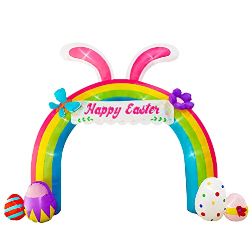 Nisotieb 12ft Eeaster Inflatable Archway Decors with Built-in LED Easter Bunny Easter Eggs Archway for Easter Day/Outdoor/Yard/Lawn/Patio/Garden