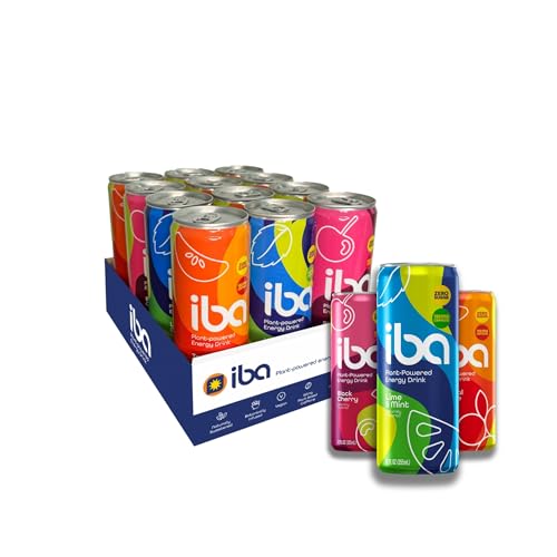 iba Healthy Energy Drink, Variety Pack, Clean Energy, 0 Sugar, Sparkling, Low Calorie, Plant Based, Guarana & Copaiba For Immune Support, Non GMO, Functional, 150mg Caffeine, 12 Fl Oz 12 Pack