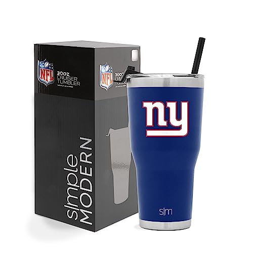 Simple Modern Officially Licensed NFL New York Giants Tumbler with Straw and Flip Lid | Insulated Stainless Steel 30oz Thermos | Cruiser Collection | New York Giants