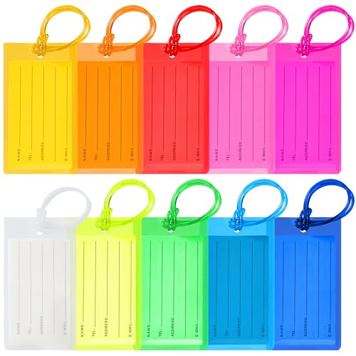 10 Pack Luggage Tags Suitcases PVC Travel Bag & Baggage ID Label Tags Travel Essentials by Sodsay