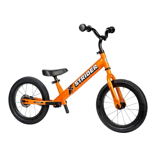 Strider 14x, Totally Tangerine - Balance Bike for Kids 3 to 7 Years - Includes Custom Grips, Padded Seat, Performance Footrest & All-Purpose Tires - Easy Assembly & Adjustments