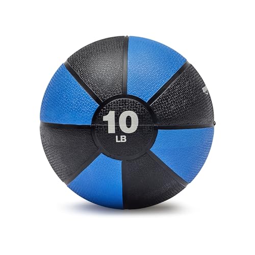 Amazon Basics Weighted Medicine Ball for Workouts Exercise Balance Training, 10 pounds, Blue/Black