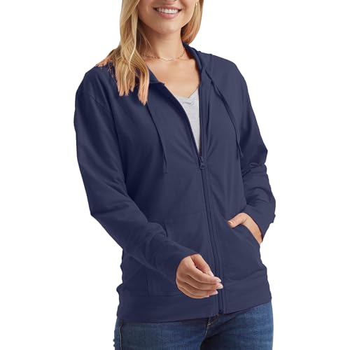 Hanes womens Slub Jersey fashion hoodies, Navy, Medium US