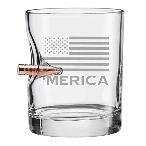 BenShot 'Merica Rocks Glass with Real .308 Bullet - 11oz | Made in the USA