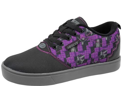 HEELYS Pro 20 Minecraft (Little Big Kid/Adult) Wheeled Heel Shoe, Black/Purple, 5 US Unisex