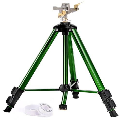 Keten Impact Sprinkler on Tripod Base, Tripod Sprinkler with 300 Degree Large Area Coverage, Extra Tall Heavy Duty Water Sprinkler for Lawn/Yard/Garden