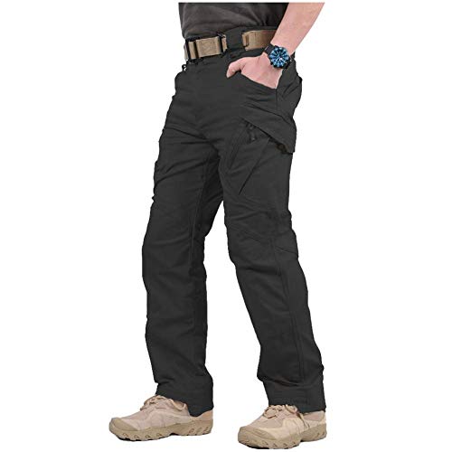CARWORNIC Gear Men's Hiking Tactical Pants Lightweight Cotton Outdoor Military Combat Cargo Trousers Black
