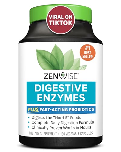 Zenwise Health Digestive Enzymes - Probiotic Multi Enzymes with Probiotics and Prebiotics for Digestive Health and Bloating Relief for Women and Men, Daily Enzymes for Gut and Digestion - 180 Count