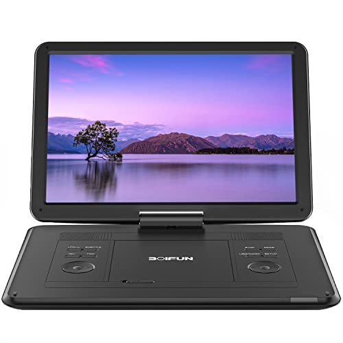 17.5' Portable DVD Player with 15.6' Large HD Screen, 6 Hours Rechargeable Battery, Support USB/SD Card/Sync TV and Multiple Disc Formats, High Volume Speaker,Black