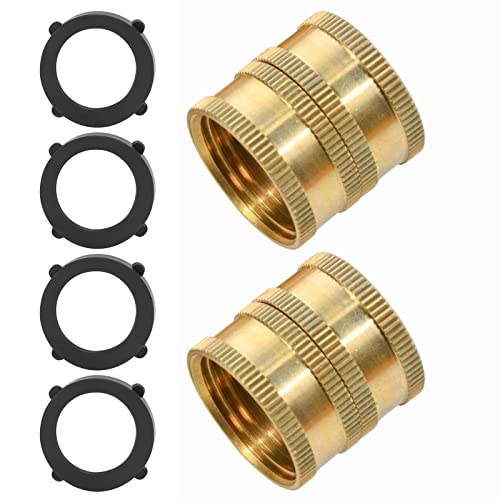Sanpaint 2 Pack 3/4' Garden Hose Connector with Dual Swivel for Male Hose to Male Hose, Double Female