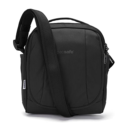 Pacsafe Metrosafe LS200 ECONYL 7 Liter Anti Theft Crossbody/Shoulder Bag - Fits 10 inch Tablet, ECONYL Black