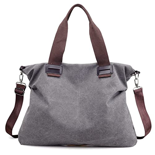 Sunshinejing Women Canvas Tote Bag Shoulder Crossbody Handbag Work Purses Hobo Bags (Grey)