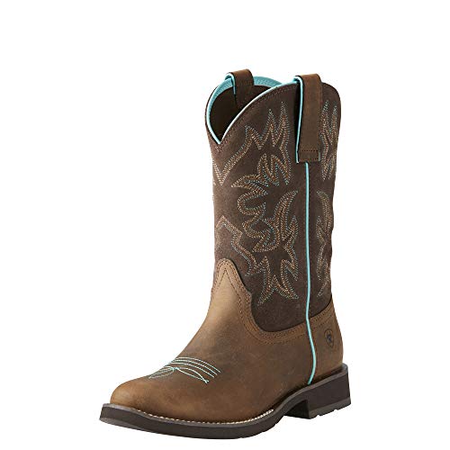 Ariat Womens Delilah Round Toe Western Boot Distressed Brown/Fudge 7