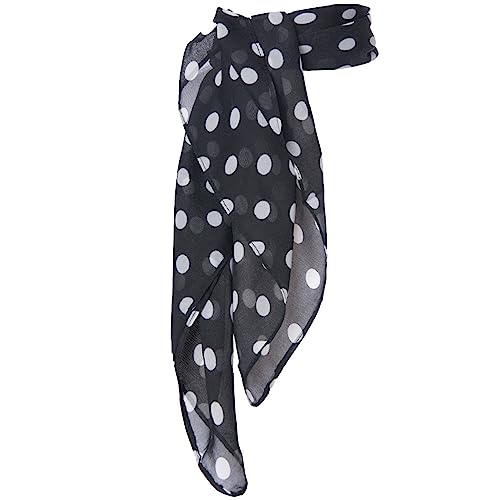 Hip Hop 50's Shop Sheer Chiffon Scarf Vintage Style Accessory for Women and Children (Black Polka Dot)