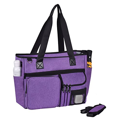 ZFZGFRCS Nurse Tote Bag for Work Nursing Bag with Multiple Pockets Clinical Bag for Nursing Teacher Bag(Purple)