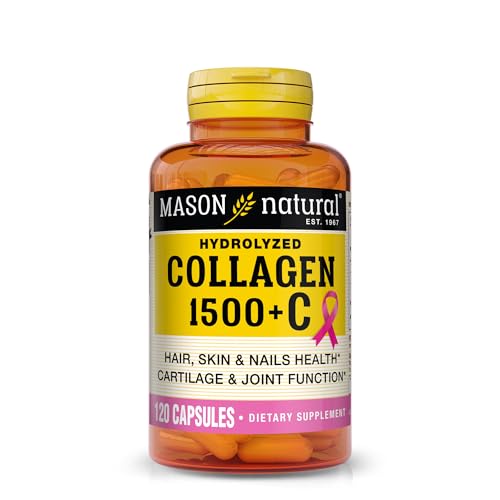 MASON NATURAL Collagen 1500 mg with Vitamin C and Calcium - Healthier Hair, Nails & Skin, Improved Cartilage and Joint Function, 120 Capsules