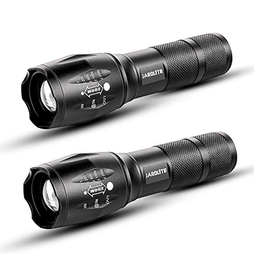 JARDLITE LED Emergency Handheld Flashlight with Adjustable Focus, Water Resistant, 5 Modes, Best Tactical Flashlight for Emergency, Camping and Fishing, 2 Pack