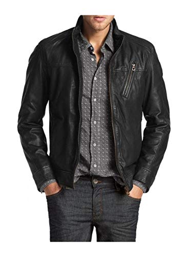 Laverapelle Men's Genuine Lambskin Leather Jacket (Black, Custom, polyester Lining) - 1501210