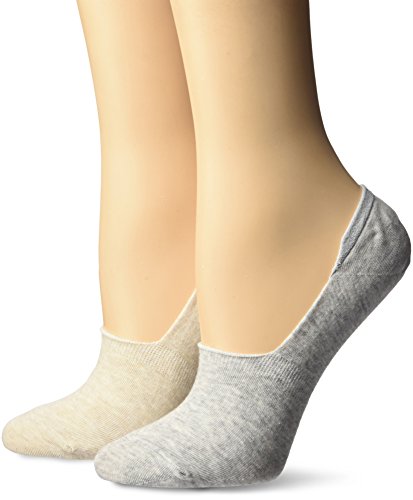 Keds Women's 2 Pack Solid Sneaker Liner Socks, Oatmeal Heather Assorted, Shoe Size: 4-10