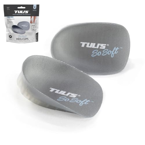 Tuli's So Soft Heavy Duty Gel Heel Cups, Relief for Plantar Fasciitis, Heel Pain, and Shock Absorption, Regular