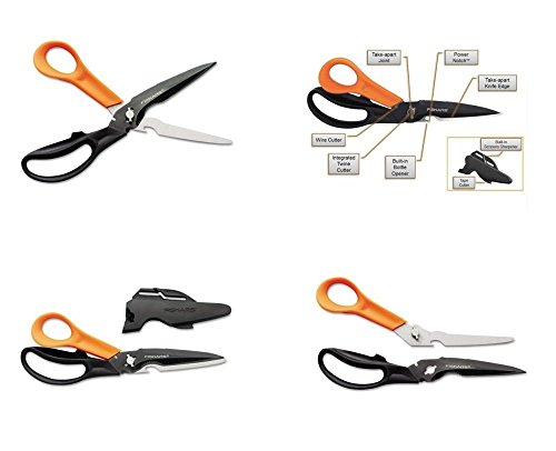 Fiskars Cuts + More Titanium All Purpose Scissors w/ Sharpener and Take Apart Knife