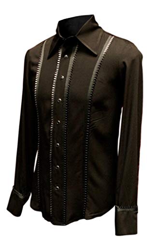 Shrine Men's Victorian Gothic Formal Tuxedo Shirt Black (Medium)