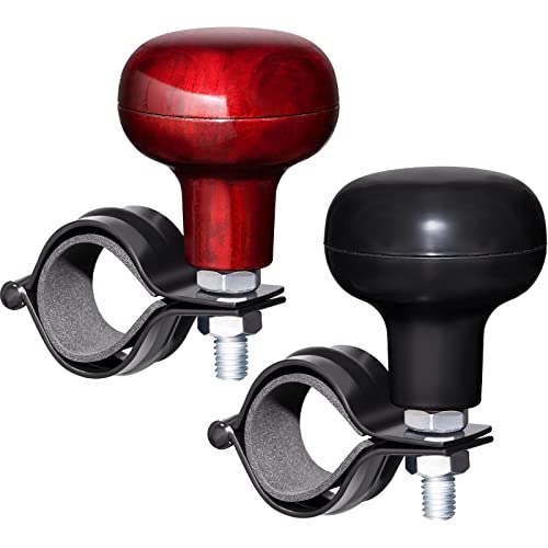 2 Pieces Steering Wheel Knob Spinner Suicide Knobs Steering Wheel 360 Degrees Rotation Tractor Accessories for Cars, Trucks, Tractors, Boats, Golf Carts (Black and Brown)