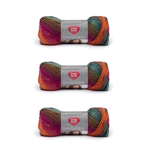 Red Heart Boutique Unforgettable Sunrise Yarn - 3 Pack of 100g/3.5oz - Acrylic - 4 Medium (Worsted) - 270 Yards - Knitting/Crochet