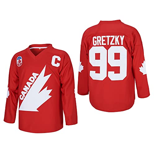 Men's #99 Gretzky Labatt Team Coupe Canada Cup Ice Hockey Jersey Stitched Size XL Red