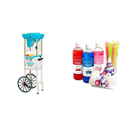 Nostalgia SCC399 Snow Cone Cart with Premium Snow Cone Syrup Party Kit