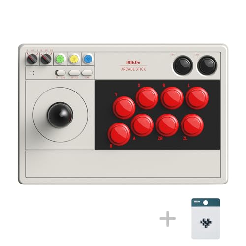 8Bitdo Arcade Stick for Switch & Windows, Arcade Fight Stick Support Wireless Bluetooth, 2.4G Receiver and Wired Connection