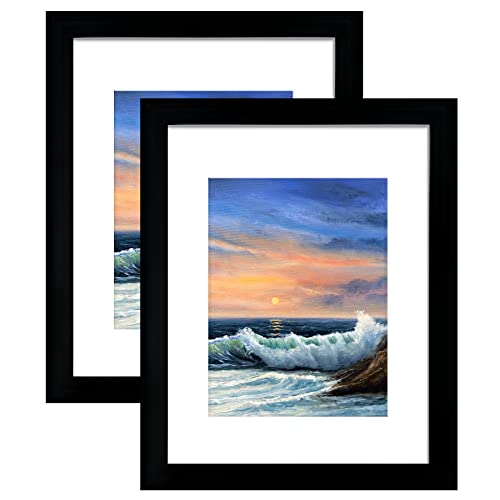 LUCKYLIFE 16x20 Frames, 16x20 Picture Frame for Wall, Display Pictures 11x14 with Mat or 16x20 without Mat, Set of 2, Black