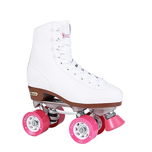 CHICAGO Skates Premium White Quad Roller Skates for Women Beginners Classic Adjustable High-Top Design for Indoor or Outdoor Skates and Roller Derby