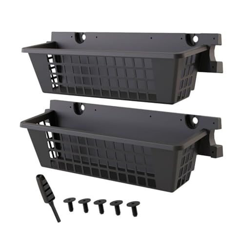 Suncast 25' x 7.25' x 7' Resin Shelf Basket Accessory with EZ Bolt Assembly for Select Outdoor Shed Storage Models, Black (2-Pack)