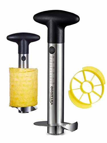 Pineapple Corer and Slicer [Reinforced sharp blades & Heavy duty & Durable], Yhtawoo Pineapple Cutter Corer Peeler, Stainless Steel Decorer Fruit Knife,Easy Core Remover