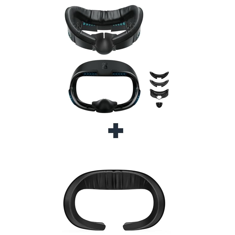 AMVR Face Cover Pad Facial Interface Compatible with Meta/Oculus Quest 3 Accessories,with 2*Soft PU Face Cushion Pad Replacement for Quest 3 and 1*Breathable Ice Silk Cotton
