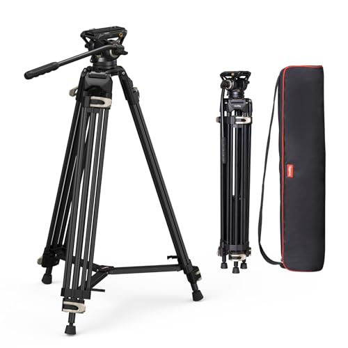 SmallRig AD-01 Video Tripod, 73' Heavy Duty Tripod with 360 Degree Fluid Head and Quick Release Plate for DSLR, Camcorder, Cameras 3751
