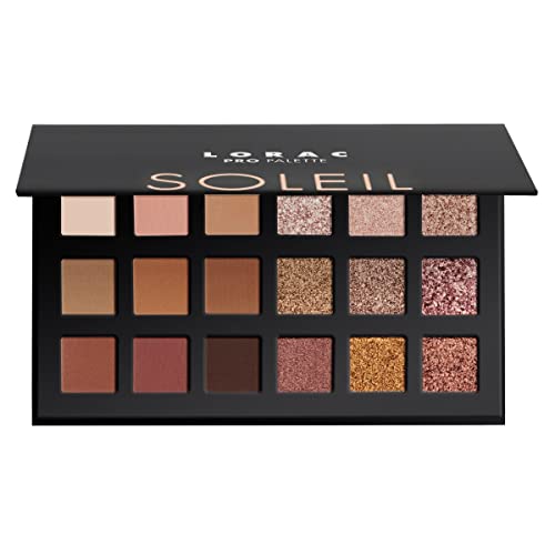 LORAC PRO Matte & Shimmer Eyeshadow Palette, Soleil | Glitter | Mirror Compact | Cruelty Free, Gluten Free, Vegan