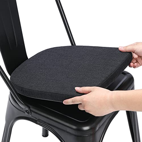 BUYUE Natural Linen 14x14 Magnetic Cushion for Metal Chair 1 Piece, Enhanced Anti-Slip Seat Pad for Dining Kitchen Café Stackable Chair (U-Shape, Black, 1 Count)